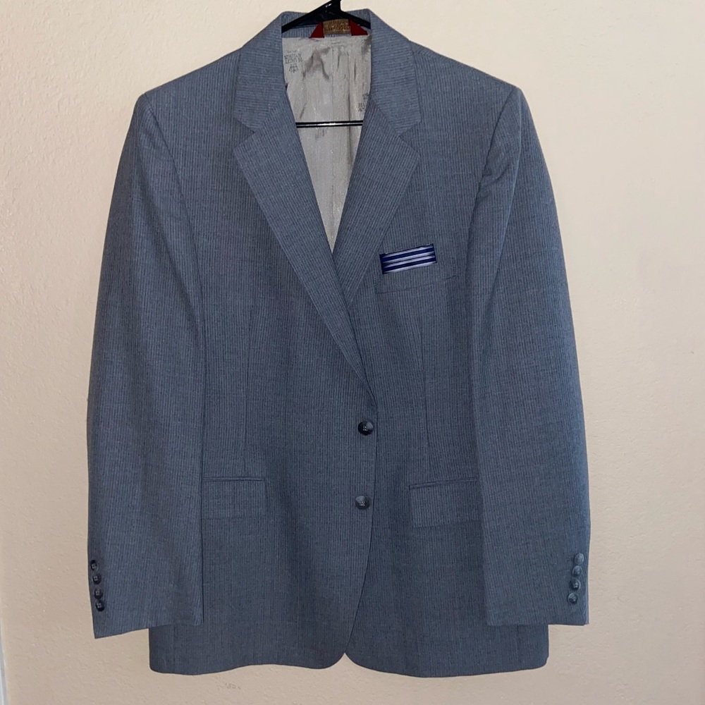 Grey blazer suit formal long sleeve jacket with napkin vintage retro coat